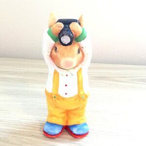 Vintage Bunny Figurine Holding Camera – Adorable Collectible Rabbit Decor